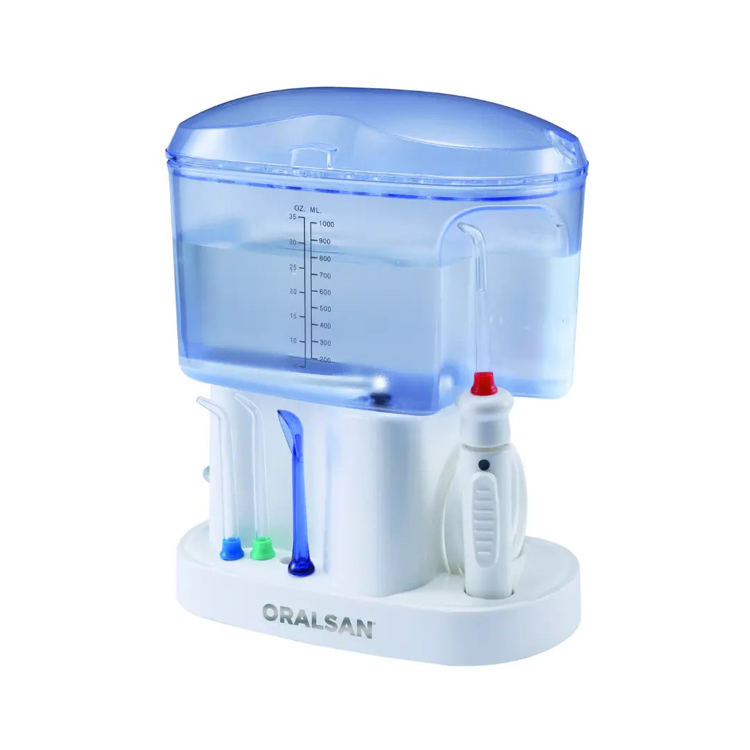 ORALSAN® WF7 Idropulsore Elettrico Family - Serbatoio 1000 ml, 6 Regolazioni di Pressione e 11 Puntali per Igiene Orale e Nasale Ids SpA
