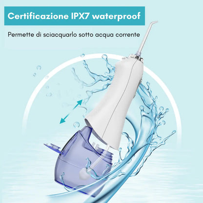 ORALSAN® WF5 Idropulsore Dentale Cordless da Viaggio - Serbatoio 300 ml, 5 Modalità, Waterproof Ids SpA