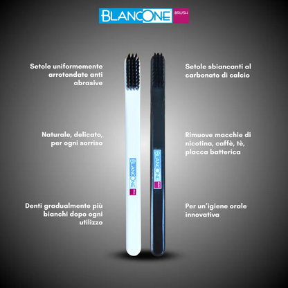 BlancOne® BRUSH – Spazzolino Sbiancante al Carbone Attivo, Colore Nero/Bianco Ids SpA