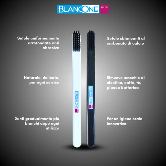 BlancOne® BRUSH – Spazzolino Sbiancante al Carbone Attivo, Colore Nero/Bianco Ids SpA